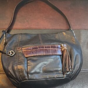 BRIGHTON Black Leather Shoulder Bag